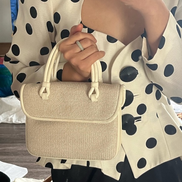 SOLDSOLDSOLDMaryam Nassir Zadeh Lune bag in cream leather and fabric - Picture 5 of 16